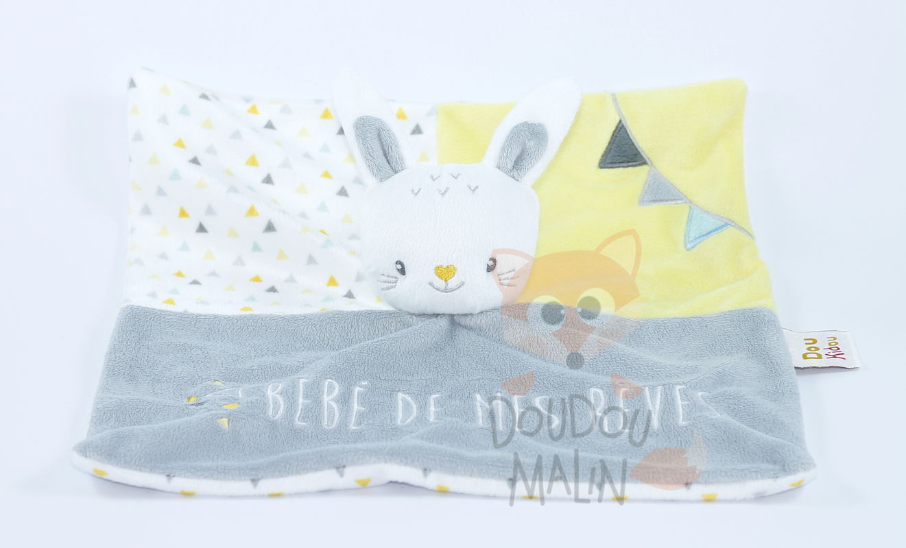  baby comforter grey yellow rabbit bébé mes rêves 